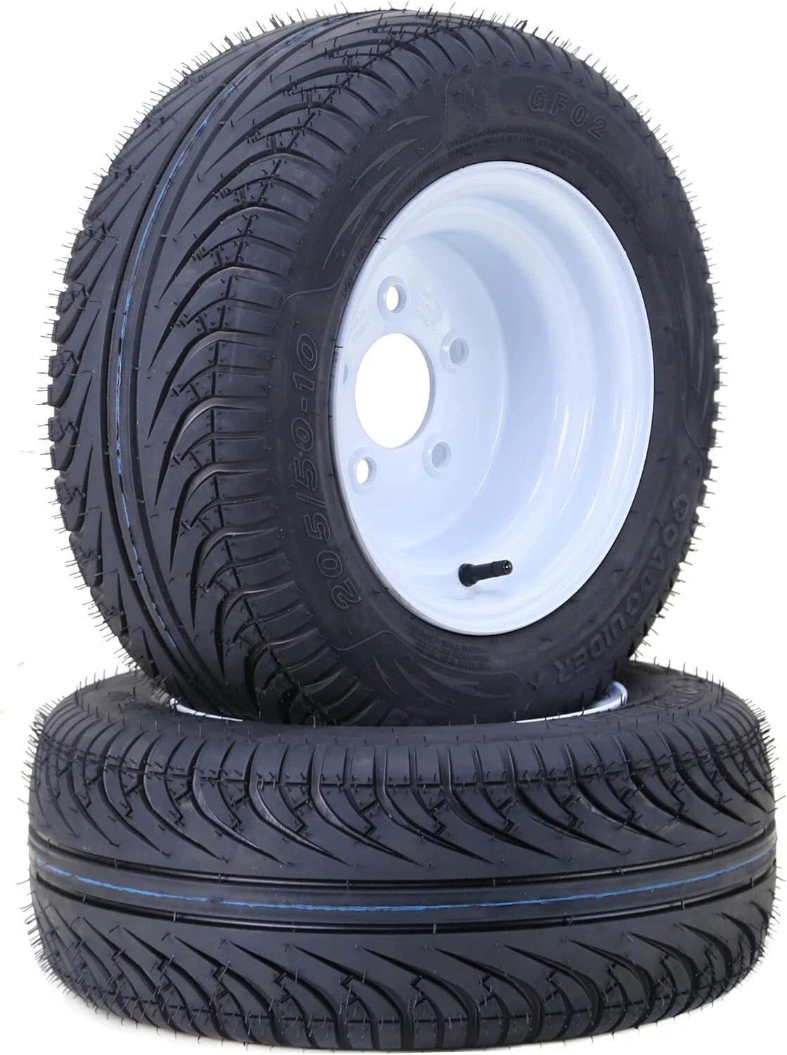 Set of 2 Golf Cart Tire Rims 205/50-10 White 5 Lugs 4.5" PCD -14037