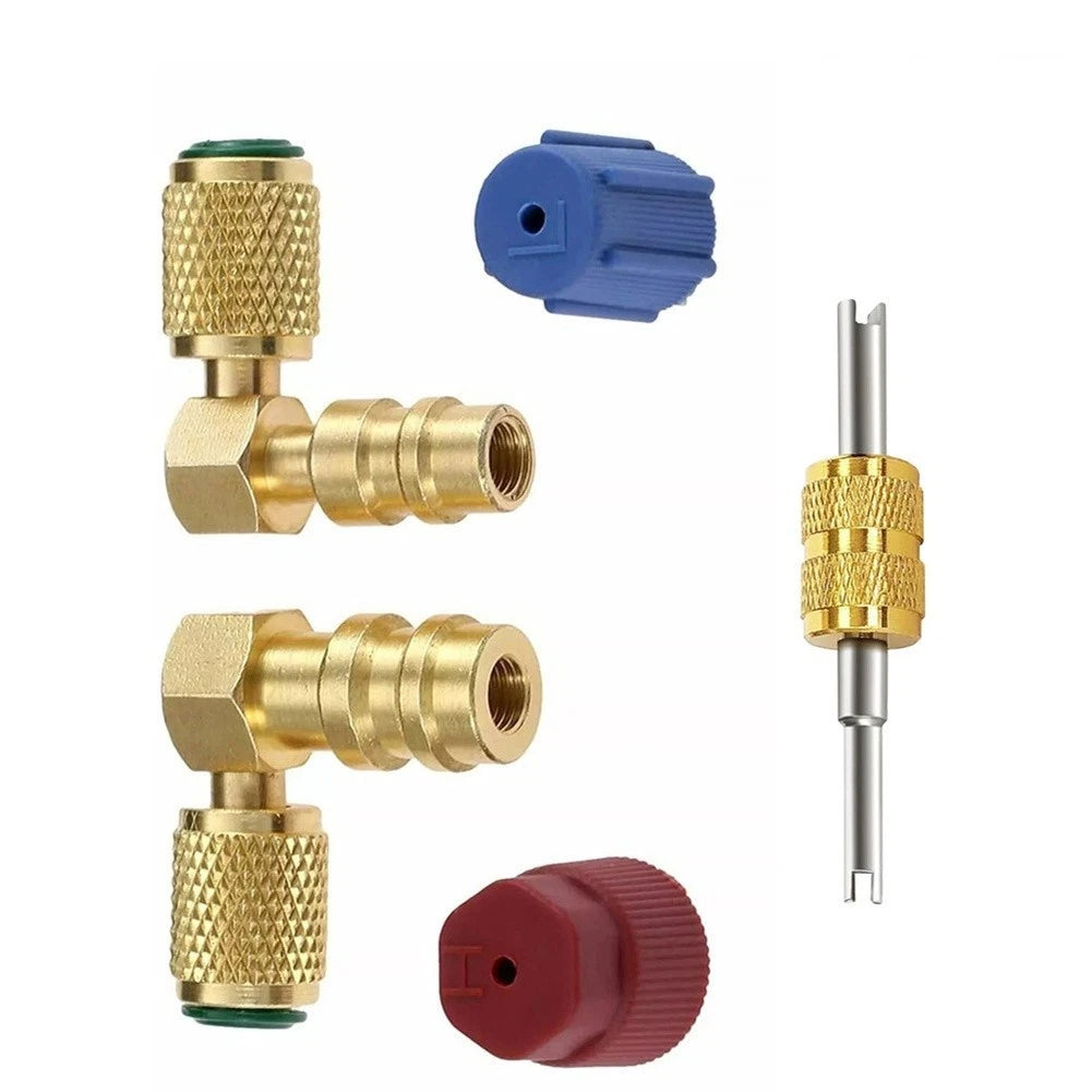 AC R12 to R134A Adapter Kit for Universal Vehicles (90 Degree Brass)