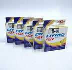 Set of 5 Dymo 45013 D1 12mm Label Cassettes for Label Makers