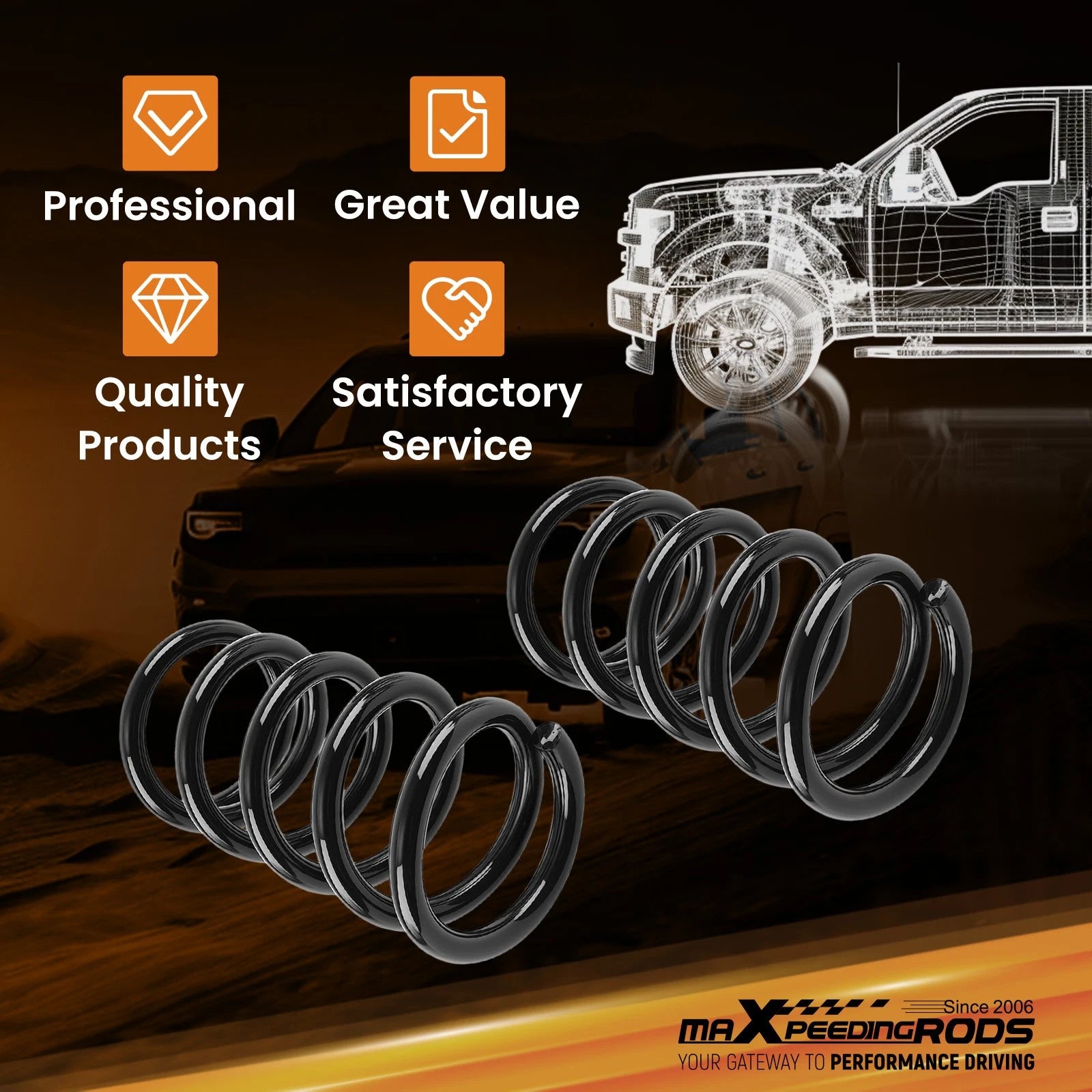 Performance Lowering Springs for Chevrolet S10 S15 2WD (1982–2005) 2" Drop