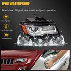 2X LED DRL HID Xenon Headlights for Jeep Grand Cherokee (2014–2016)
