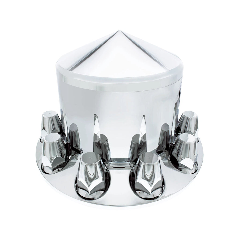Chrome Semi Truck Front Rear Axle Covers with Hubcaps and Lug Nuts for 33mm