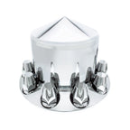 Chrome Semi Truck Front Rear Axle Covers with Hubcaps and Lug Nuts for 33mm