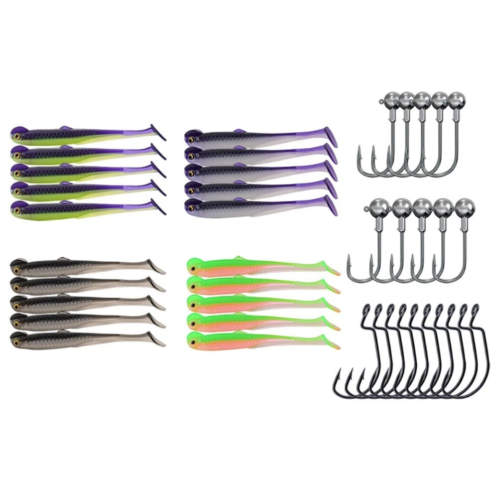51pcs Soft Fishing Lure Set for Bass Trout