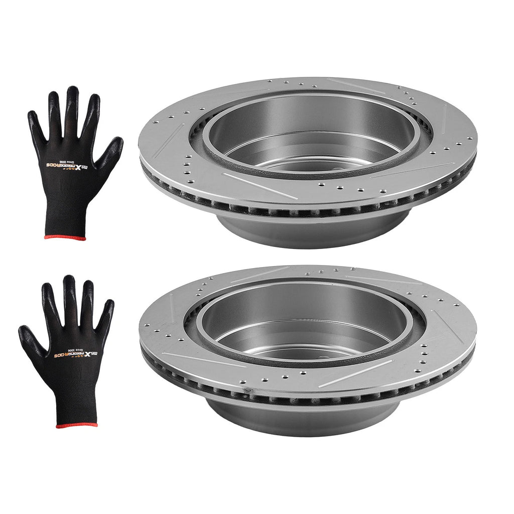 Set of 2 Rear Drilled & Slotted Brake Rotors for Cadillac Escalade ESV (2007–2020)