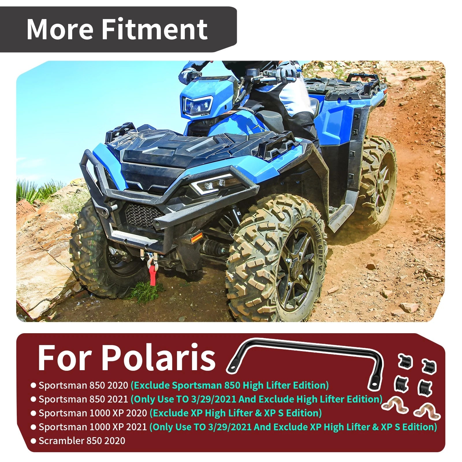Rear Stabilizer Sway Bar w/ Bushing & Bracket for Polaris Sportsman 850 1000 (2014–2023)