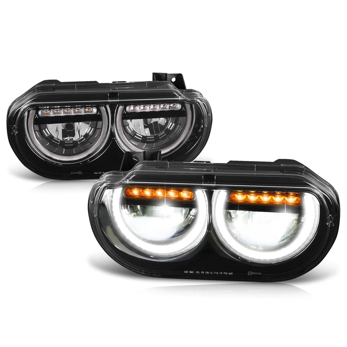 LED DRL Sequential Turn Signal Headlights for Dodge Challenger (2008–2014)