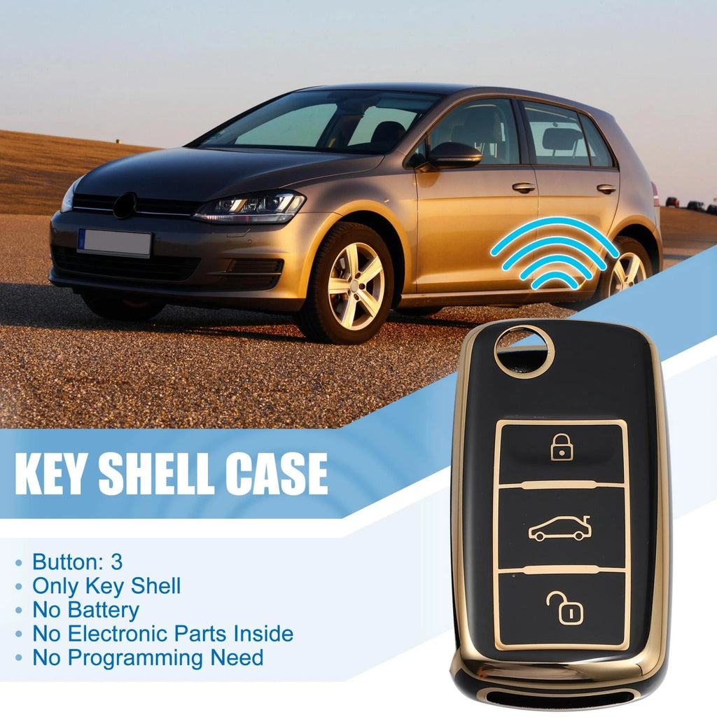 Silicone Key Fob Case Cover for Volkswagen Tiguan (2010–2017) Black