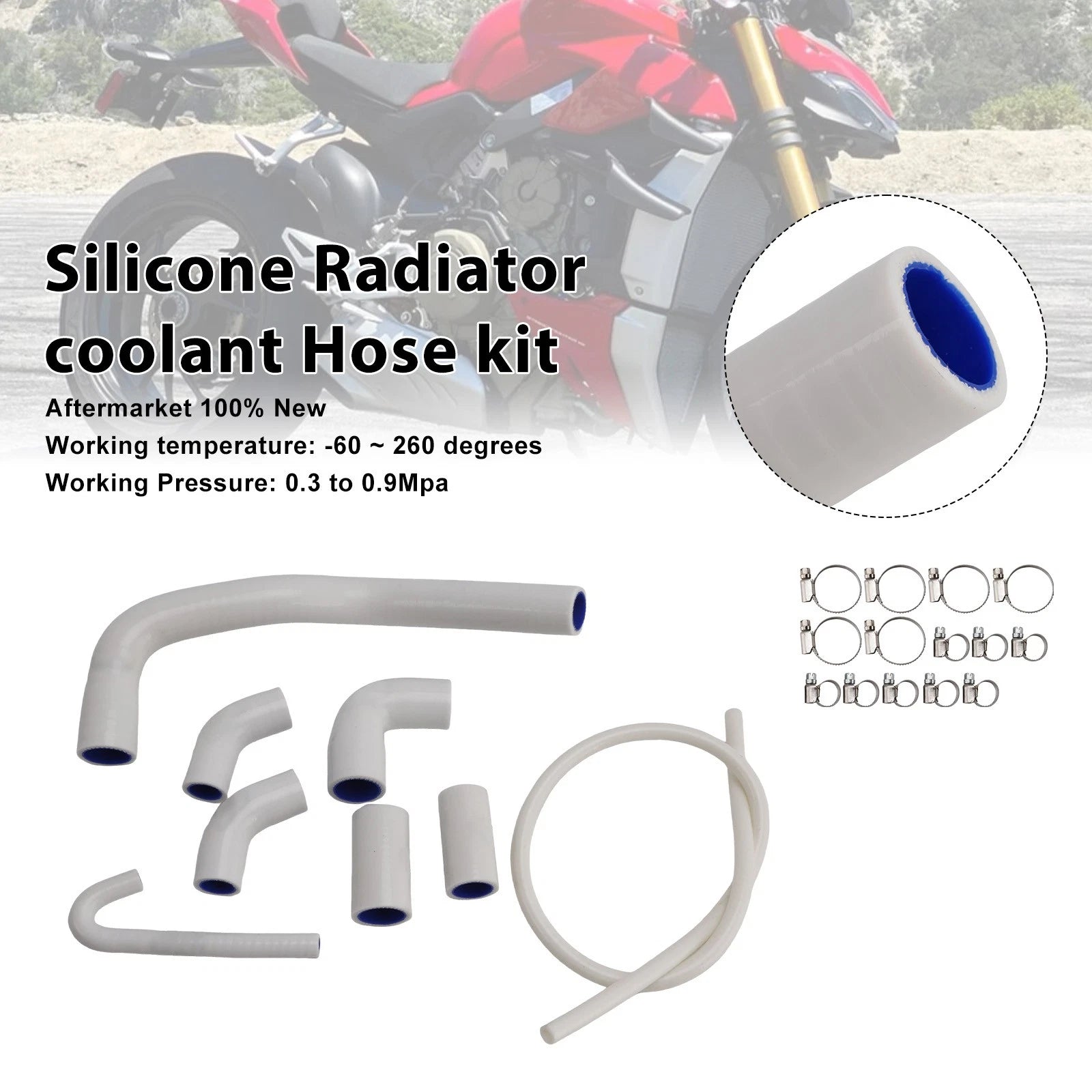 Silicone Radiator Coolant Hose for Ducati Streetfighter V4 V4S (2020–2025) White#7