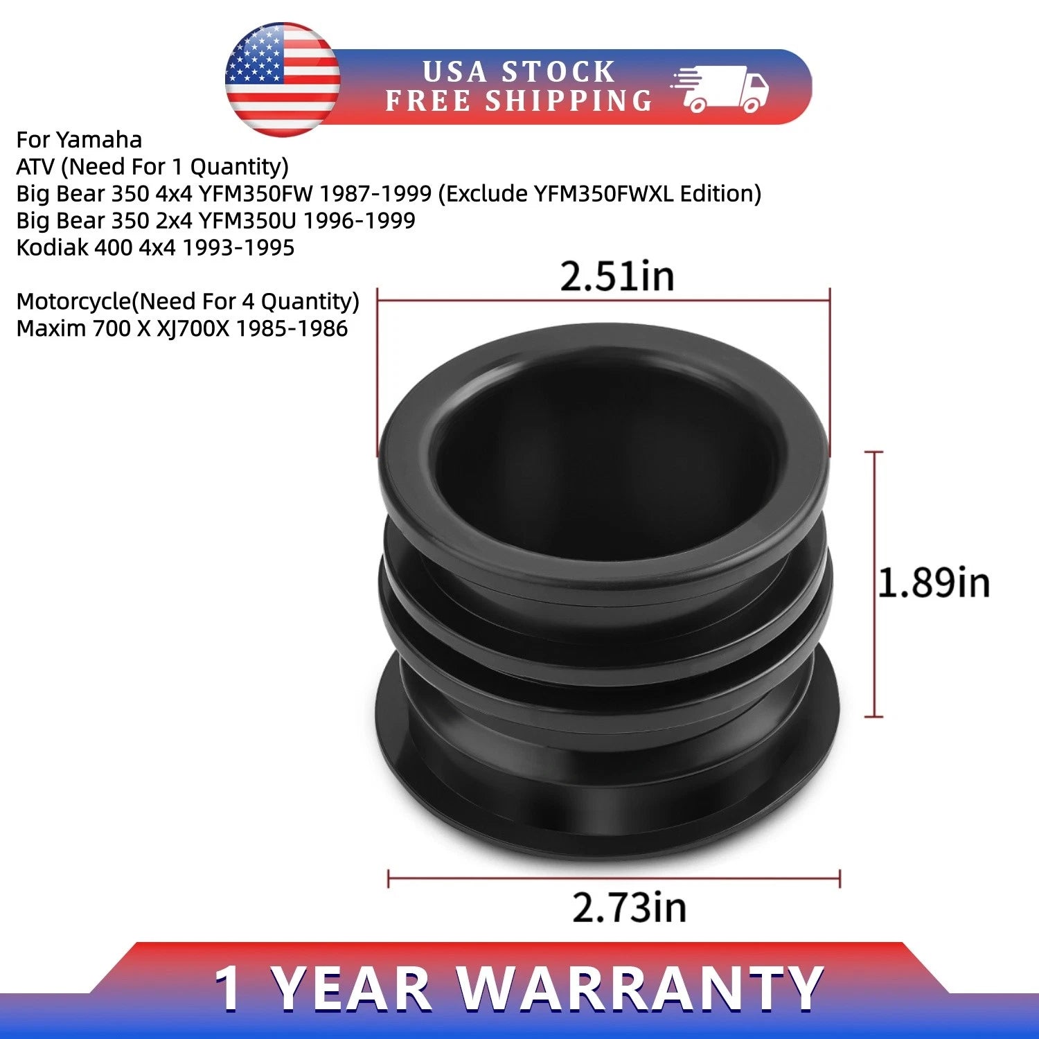 Air Joint Boot for Yamaha Big Bear YFM350U 2x4/YFM350FW 4x4 (1987–1999)
