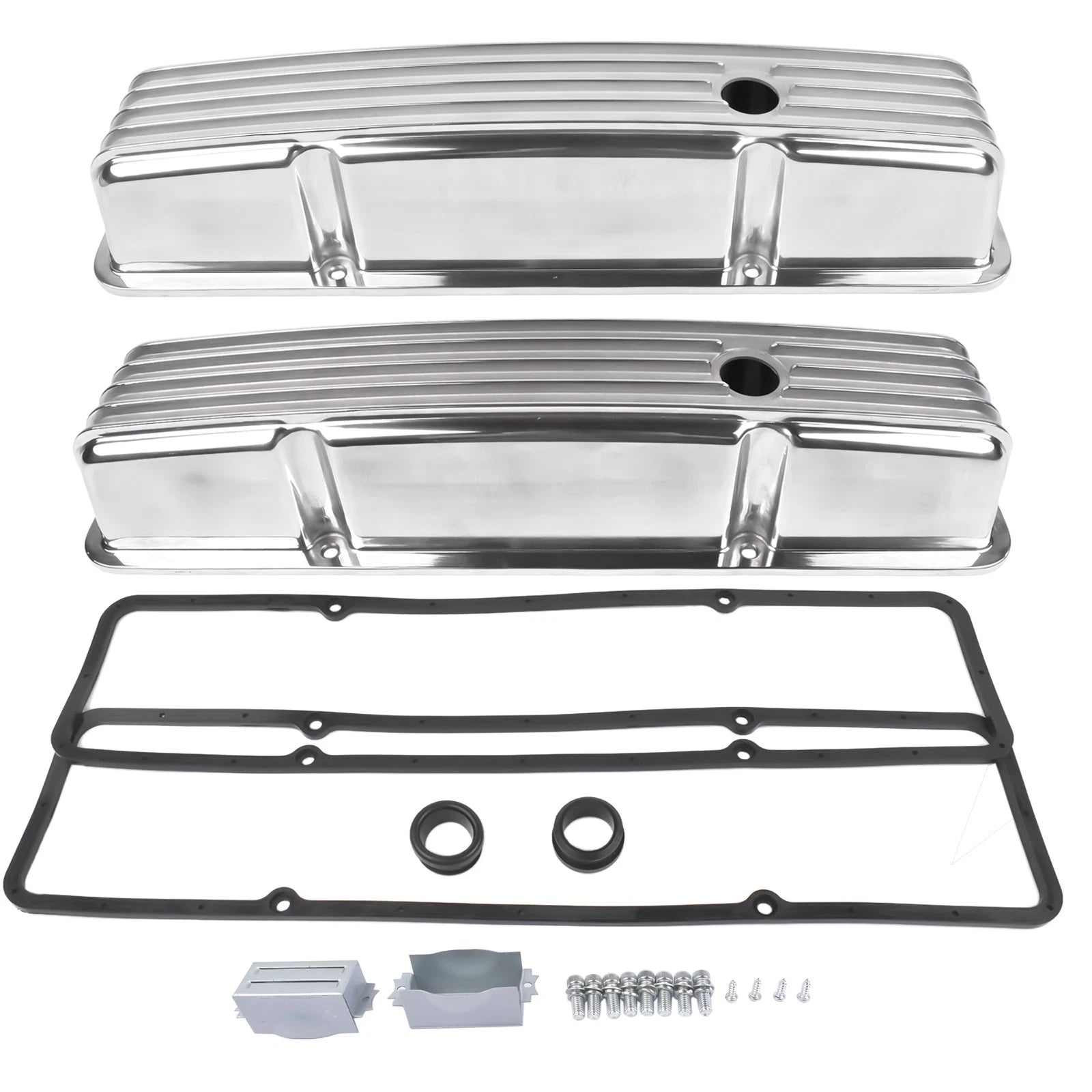 Finned Aluminum Tall Valve Covers for Chevrolet Small Block (283–400)