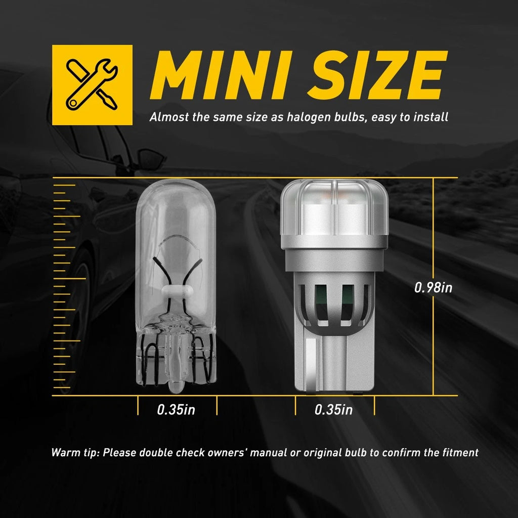 2X T10 194 168 2825 Amber LED Side Marker Light Bulbs for