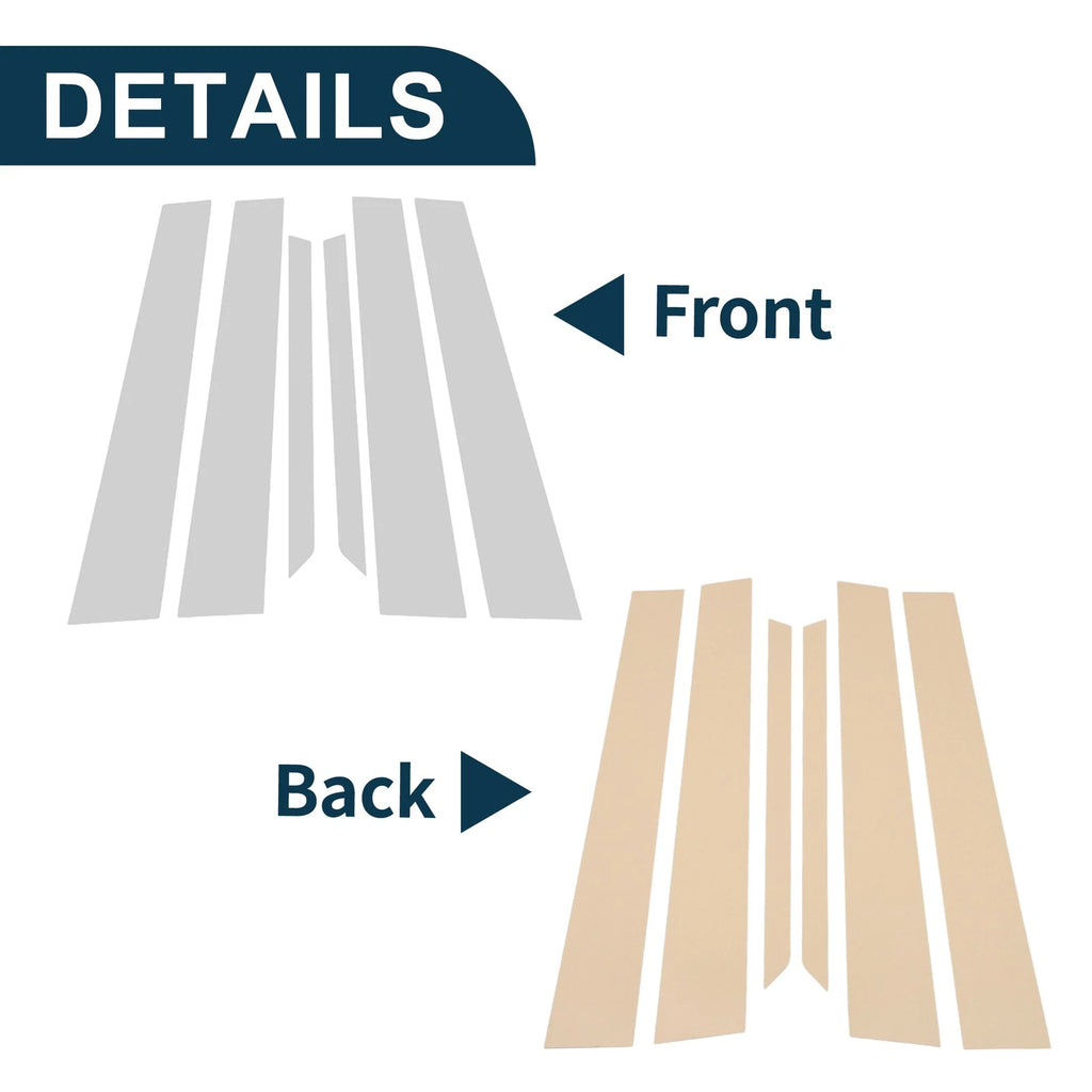 Set of 6 Door Pillar Window Trim for Toyota Prius (2005–2009) Chrome