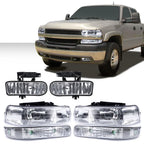 Set of 2 Chrome Clear Headlights and Fog Lights for Silverado/Suburban (1999–2006)