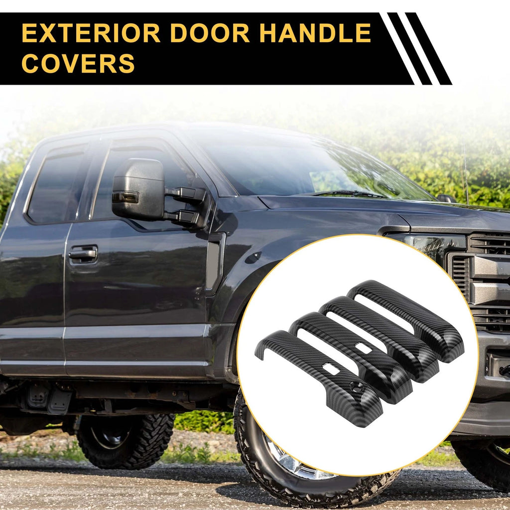 Set of 4 Exterior Door Handle Covers for Ford F-150 (with Keypad) Carbon Fiber