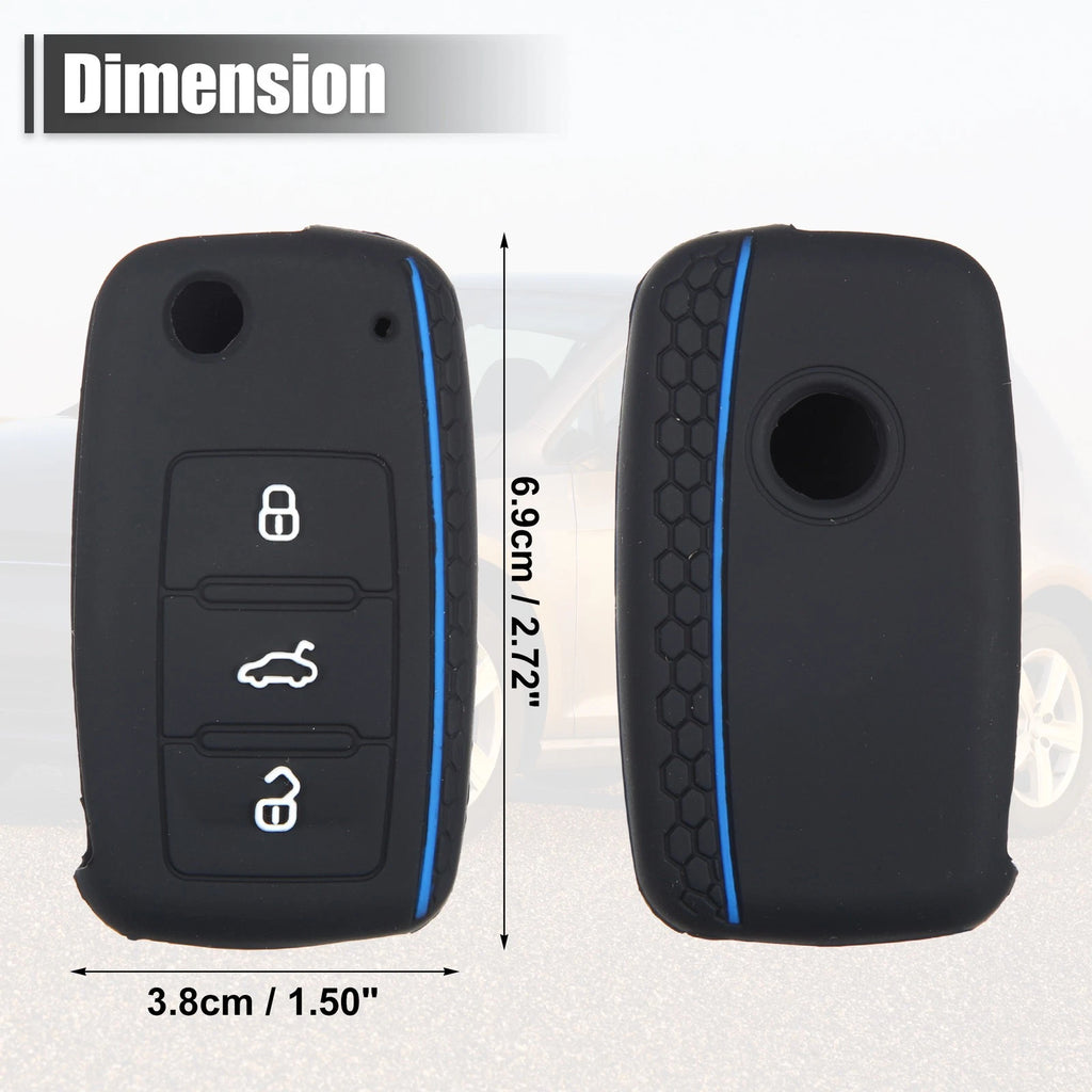 2X Black Silicone Key Fob Shell for Volkswagen GTI (2015–2021)