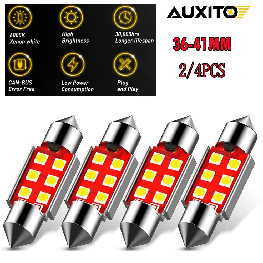 Set of 2 AUXITO 36/41mm LED Interior Dome Roof Light Bulbs for BMW Mercedes Volkswagen (H)