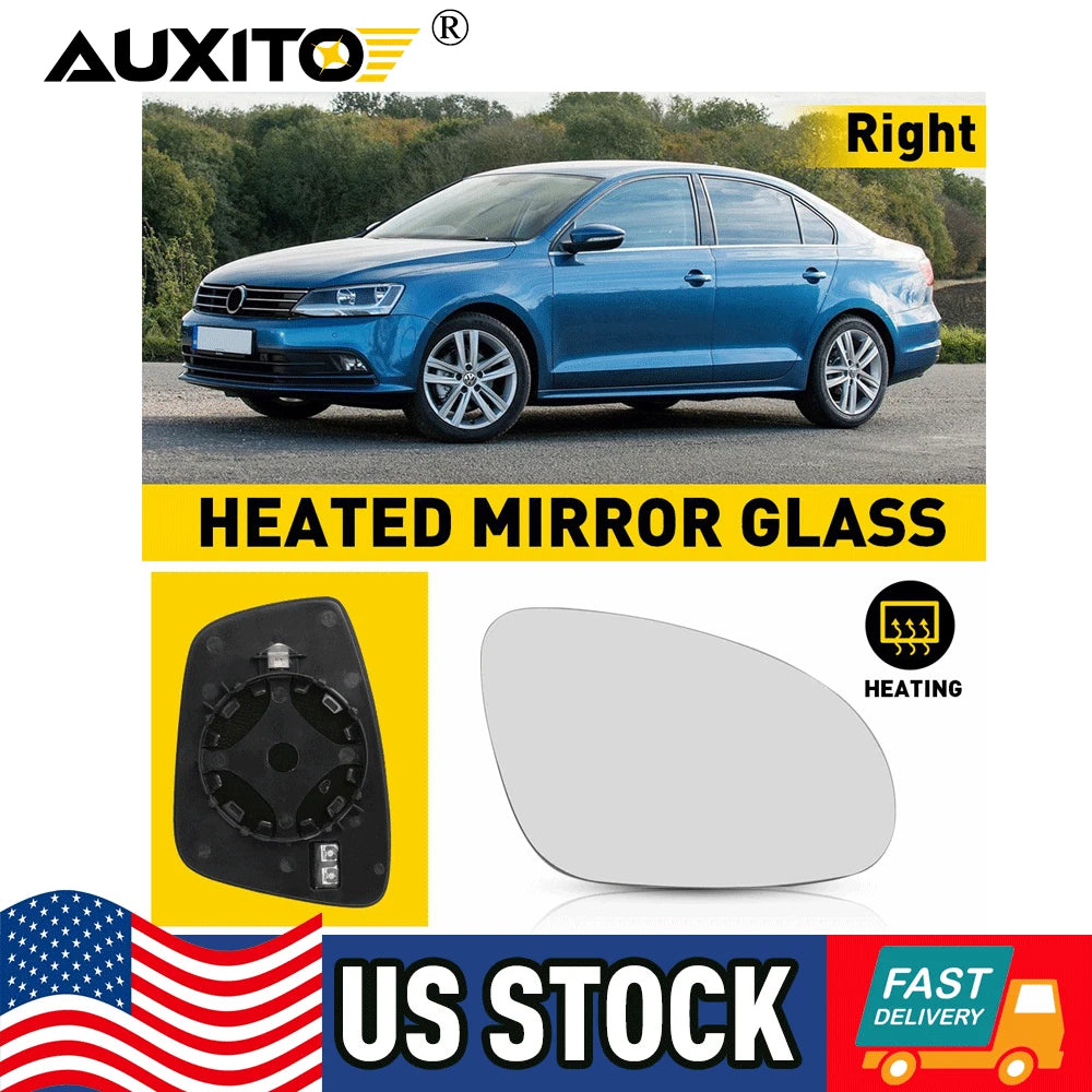 Heated Mirror Glass with Backing Plate for VW Jetta Beetle (2011–2018)