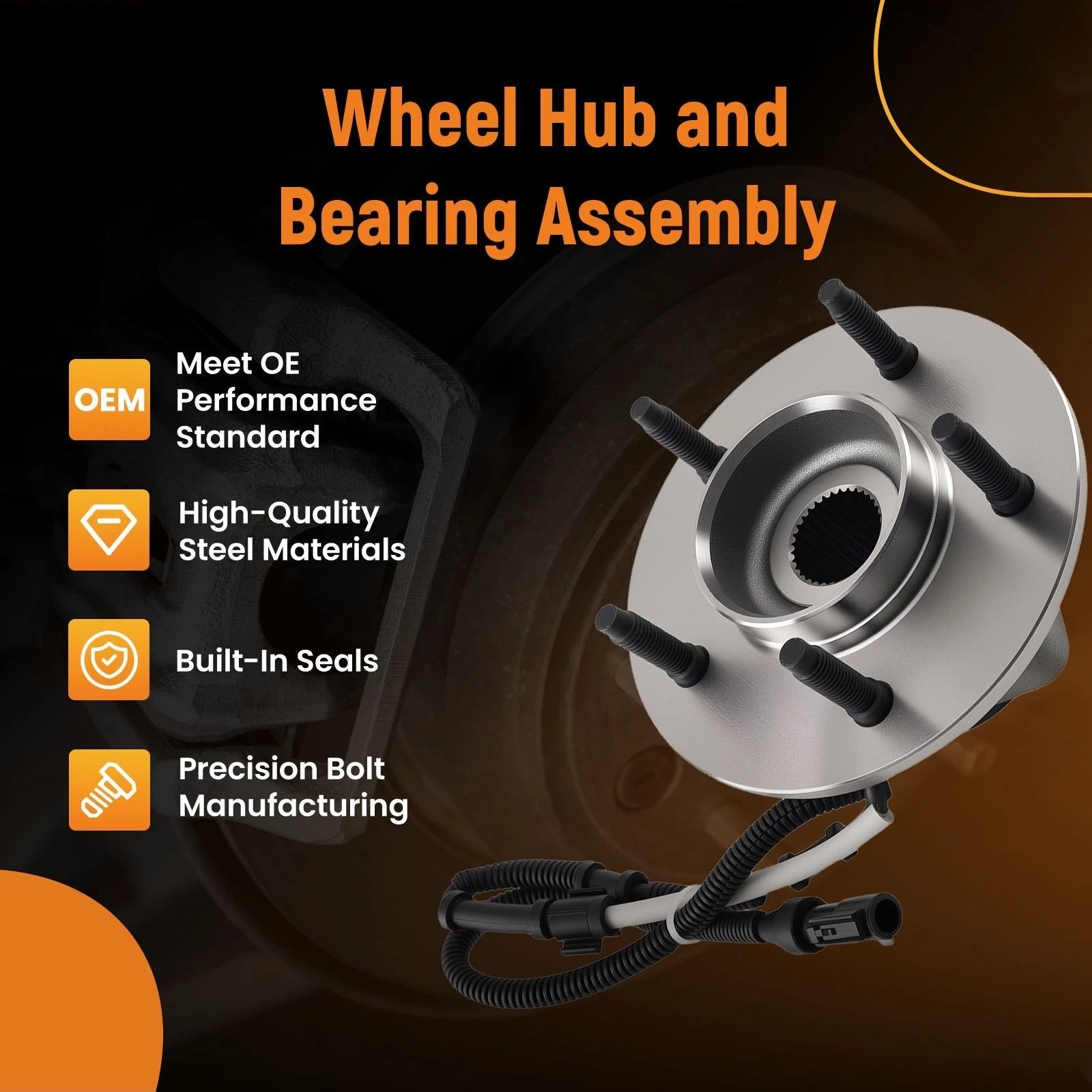 Front LH RH Wheel Hub & Bearing Assembly for Ford F-150 (1997–2000) 515010 4WD