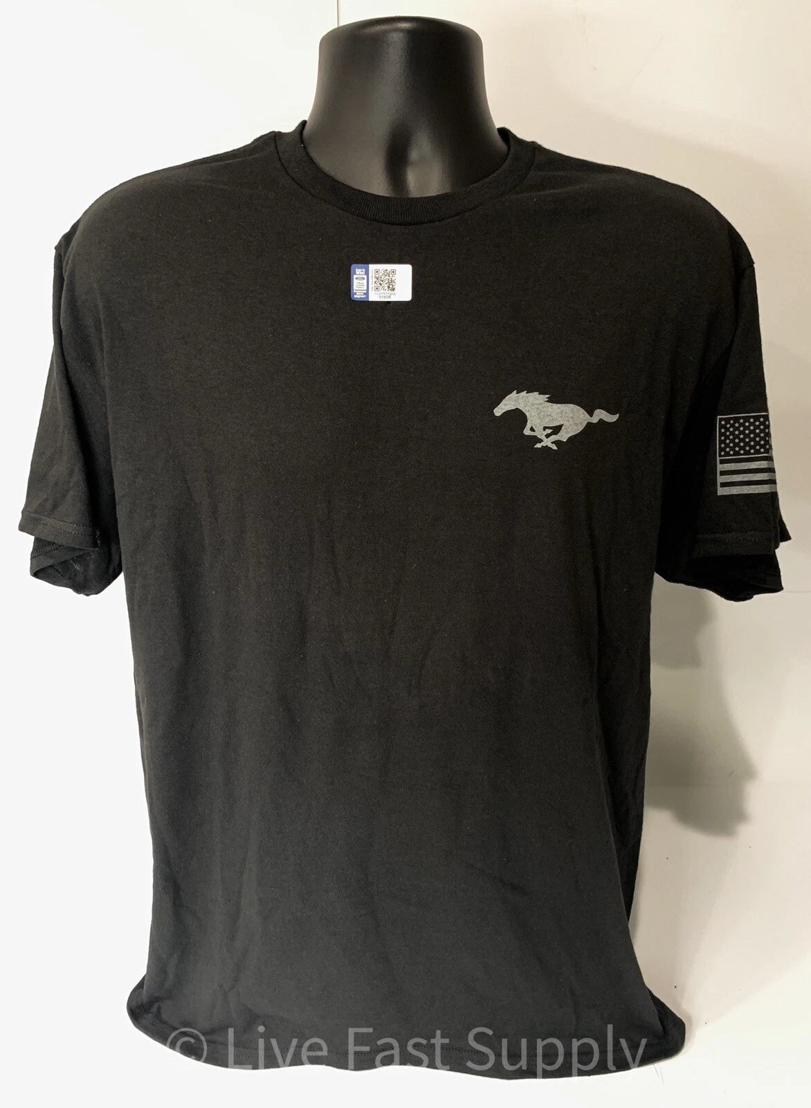 Ford Mustang T Shirt Black Running Horse Logo for Ford Mustang (2005–2024)