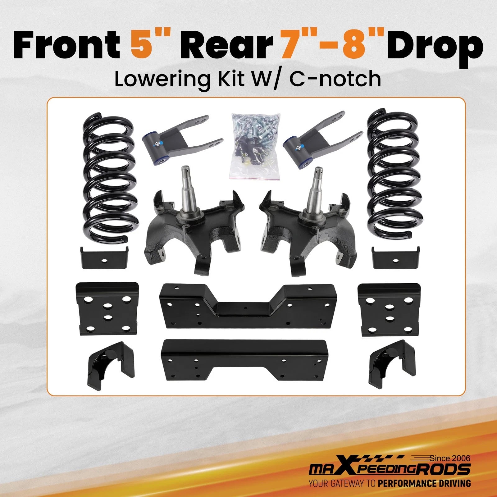 Drop Kit for Chevrolet GMC C1500 (1988–1998) - Front 5" + Rear 7-8" W/1.25" Rotors
