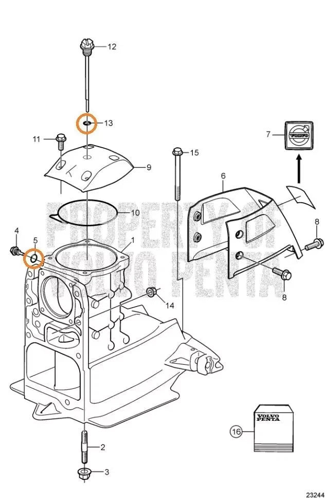 Drain/Vent Plug & O-Rings for Volvo Penta (3854539, 3852045, 3855081)