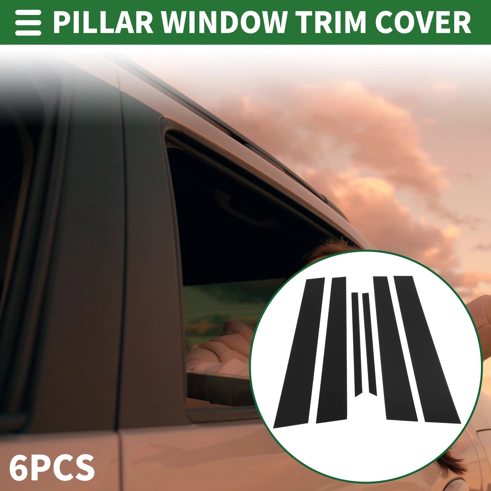 6 Pcs Door Pillar Window Trim for Honda Accord (2003–2007) Black