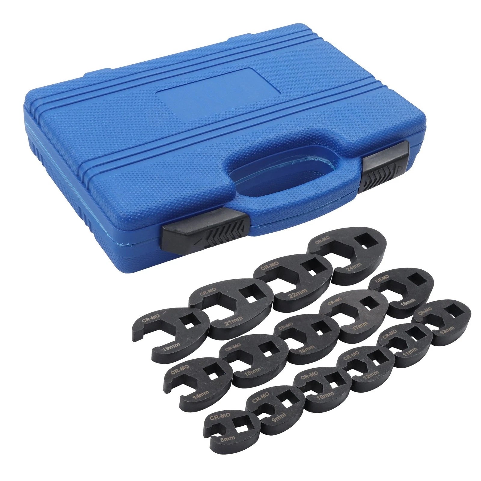 15-Piece Crowfoot Flare Nut Wrench Set for Metric Nuts (8-24 mm)