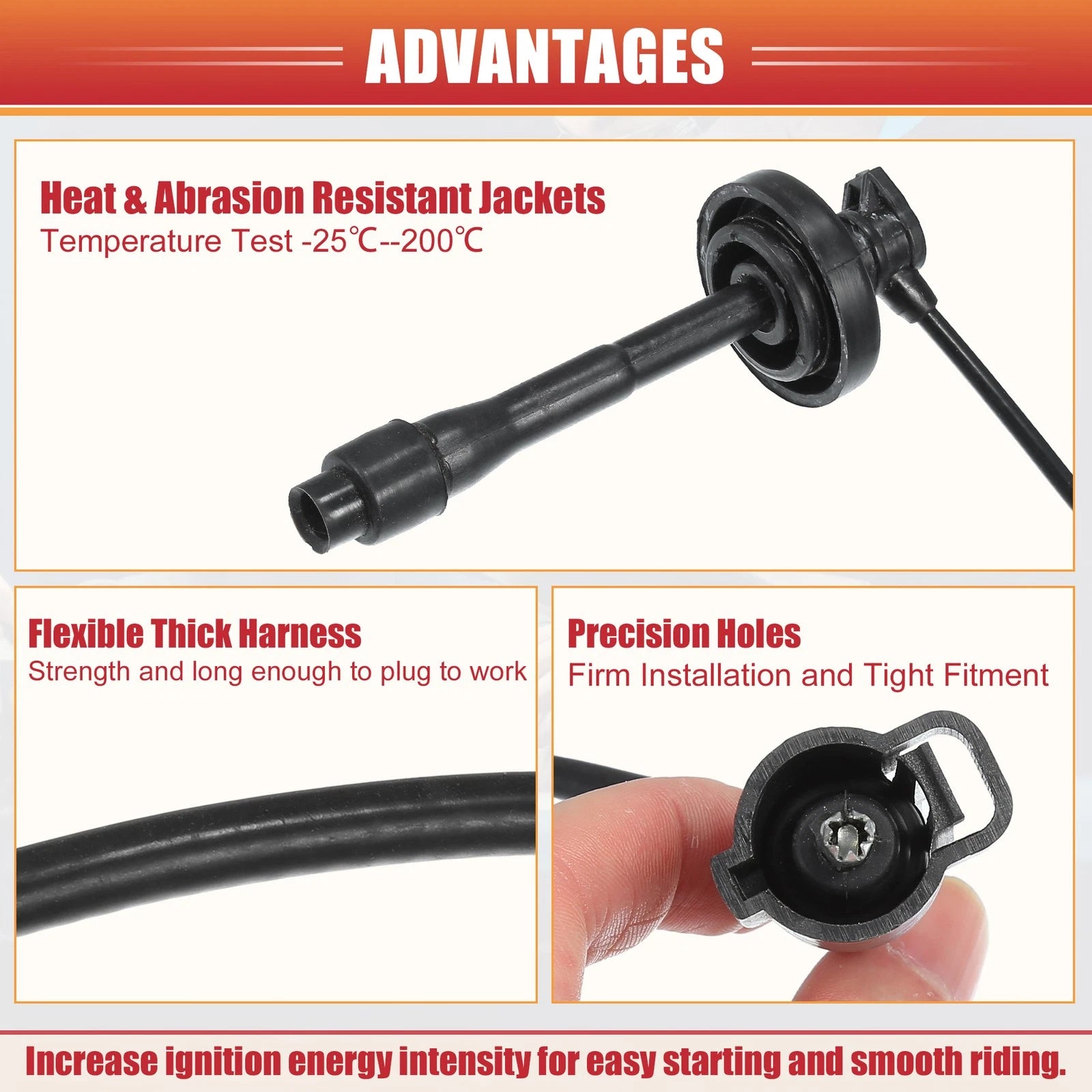 Set of 4 Spark Plug Wire Ignition Coil Cables for Toyota Corolla L4 (1998–2002)