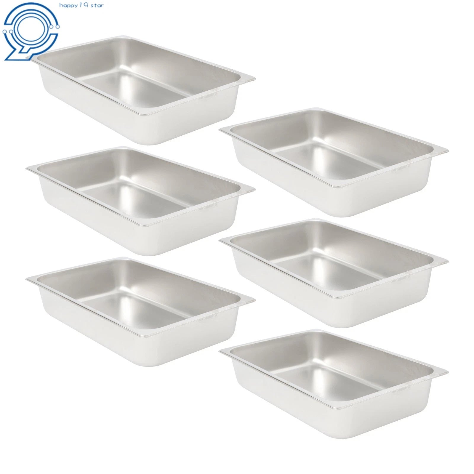 6-Pack Stainless Steel Steam Table Pans for Food Service (4" Deep)