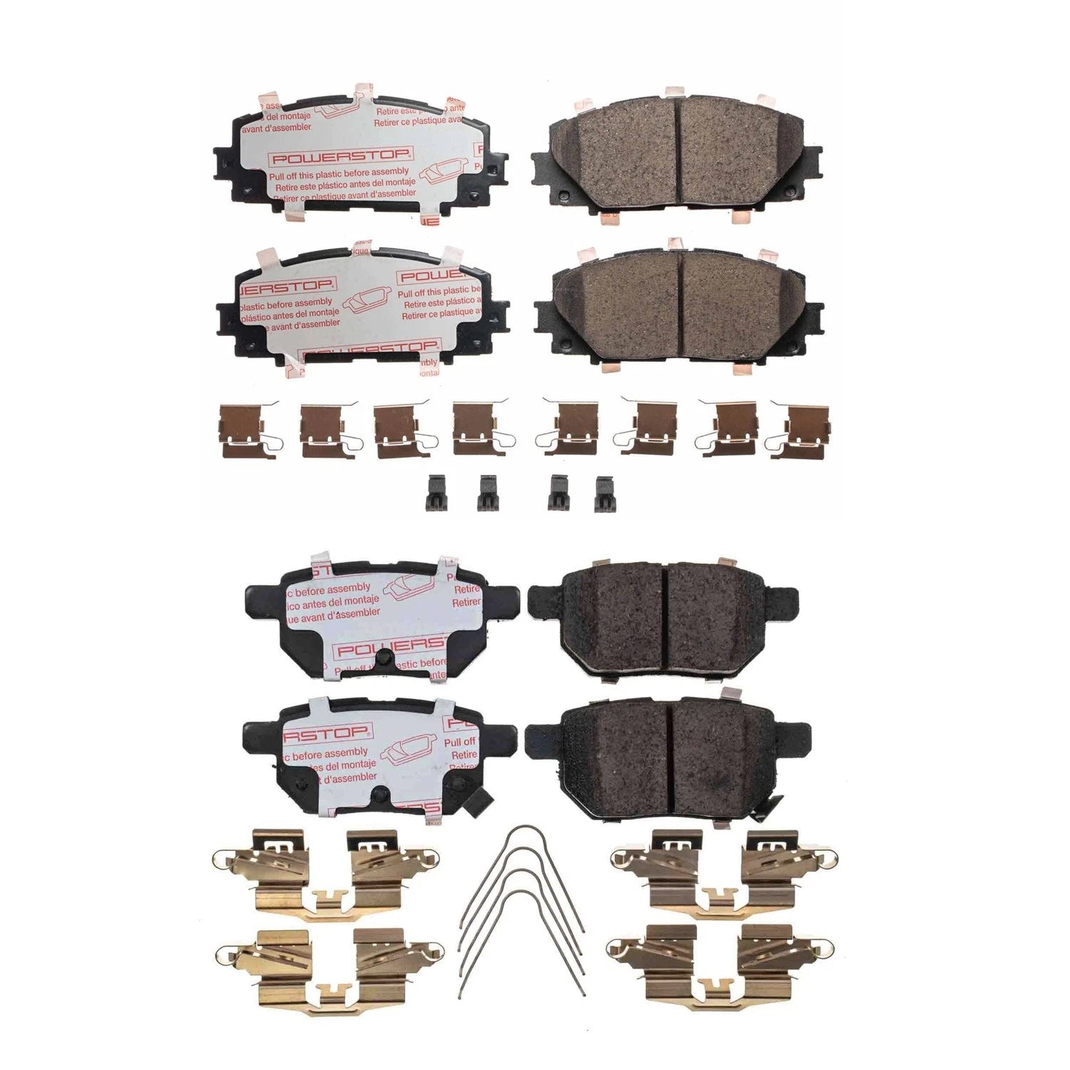 PowerStop 2X Front Rear Carbon Fiber Ceramic Brake Pad Kit for CT200h Prius (2011–2017)