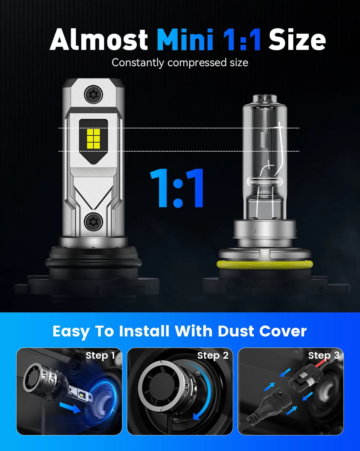 Set of 4 NOVSIGHT 9005 HB3 + H11 LED Headlight Bulbs 6500K