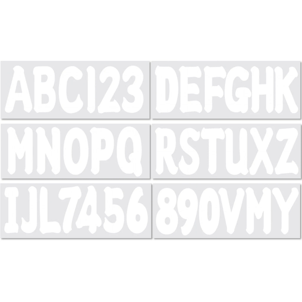 Set of 4 Boat Numbers and Letters Decal Stickers A-Z 0-9 White