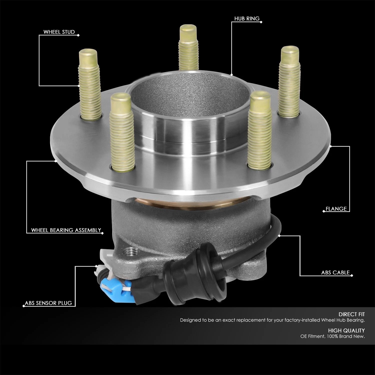 Rear Left/Right Wheel Bearing Hub ABS Sensor for Saturn Vue Equinox (2002–2007)