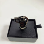 3D Skull Sculpted Ring for Harley-Davidson (Men's, Black Chrome)