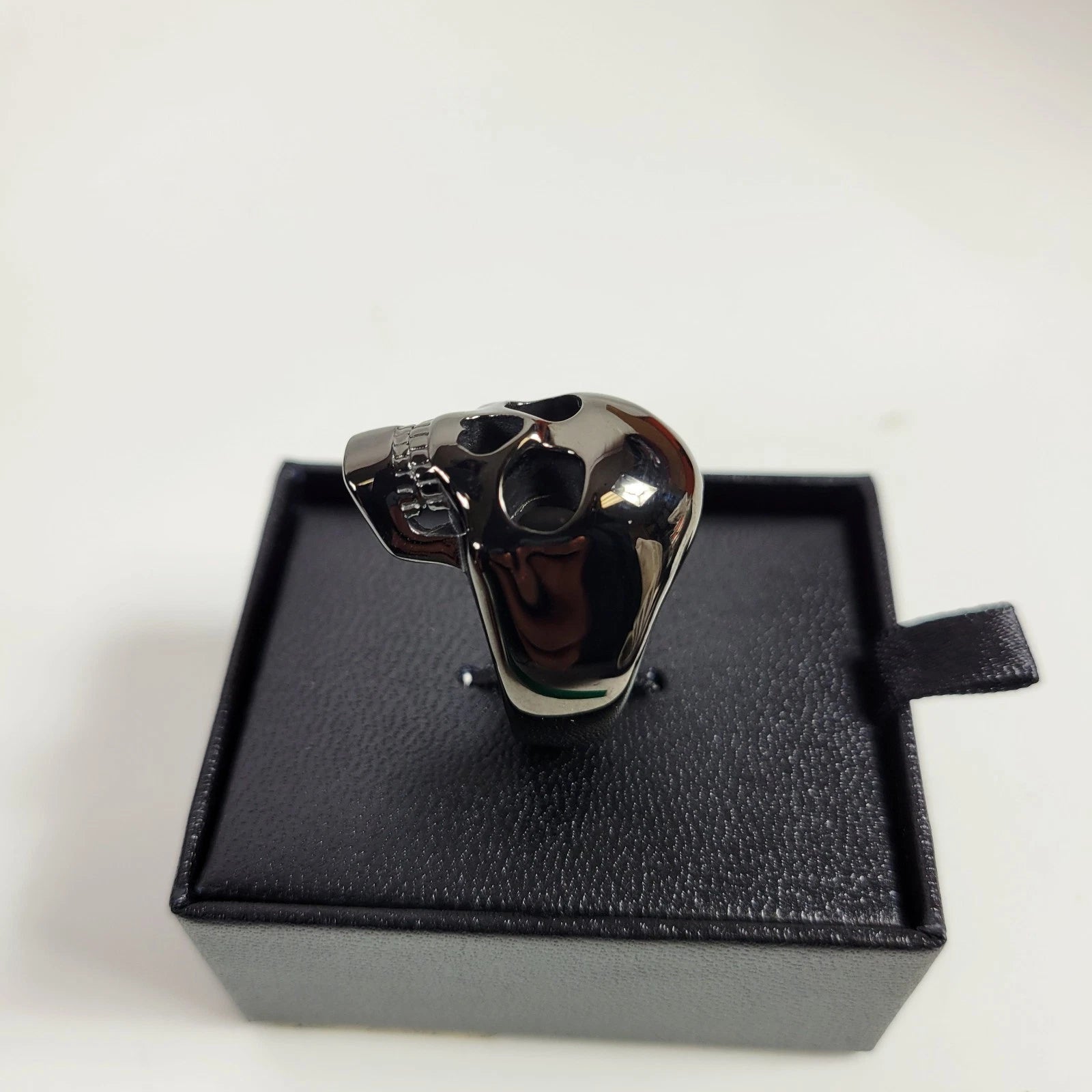 3D Skull Sculpted Ring for Harley-Davidson (Men's, Black Chrome)