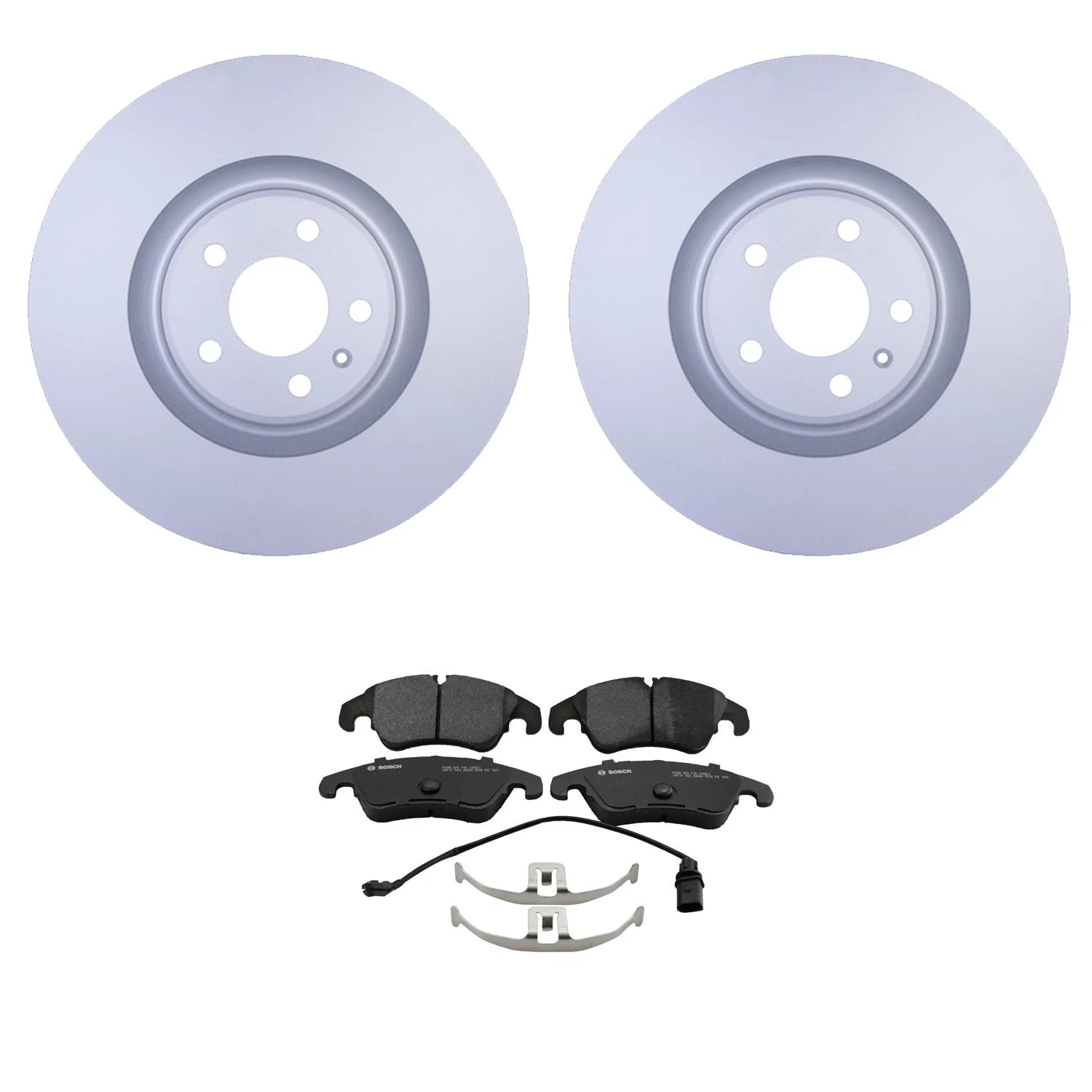Hella Front Rotors & Bosch QuietCast Disc Brake Pads Kit for Audi A6 Quattro
