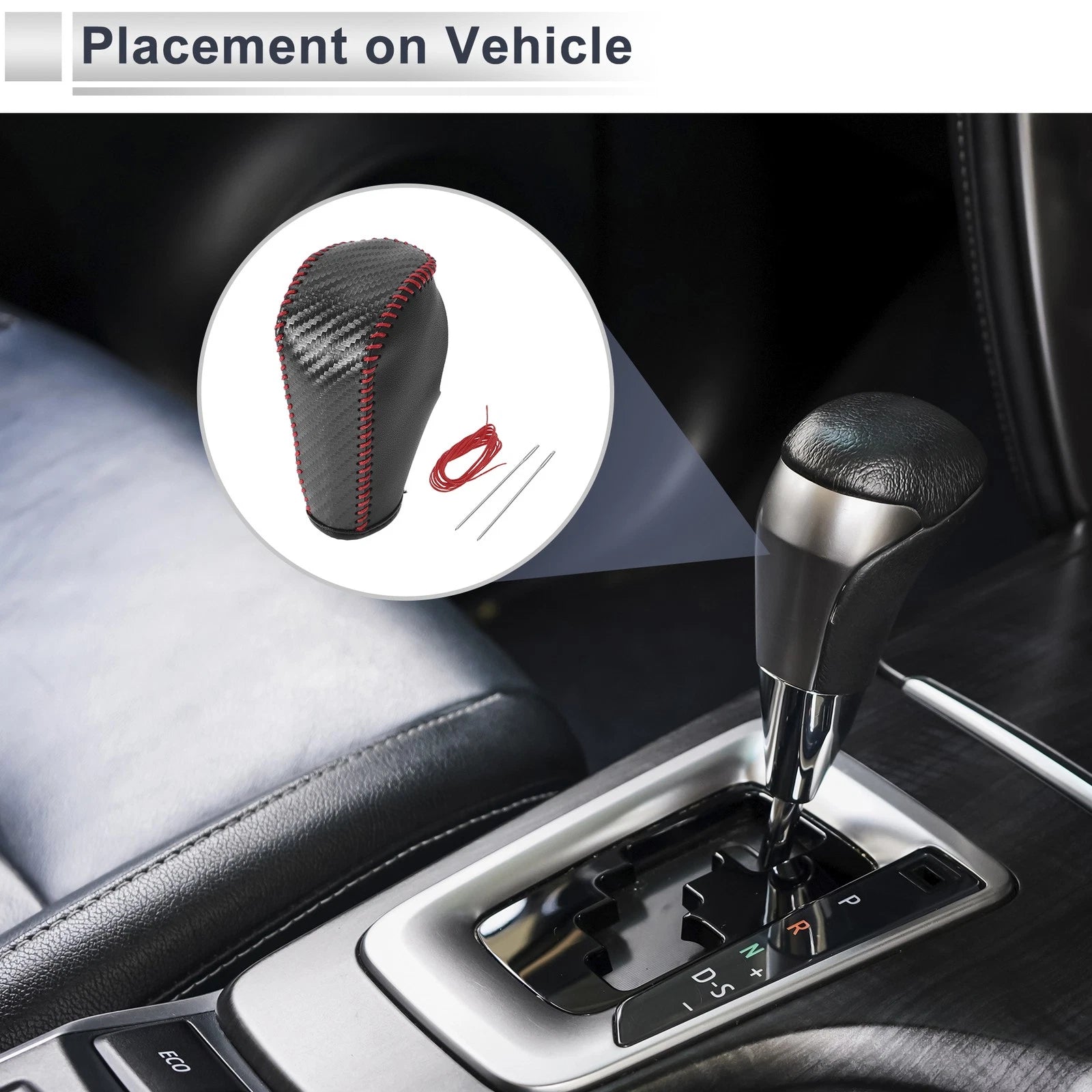 Gear Shift Knob Cover for BMW 3 Series (2004–2012) Black Carbon Fiber Red