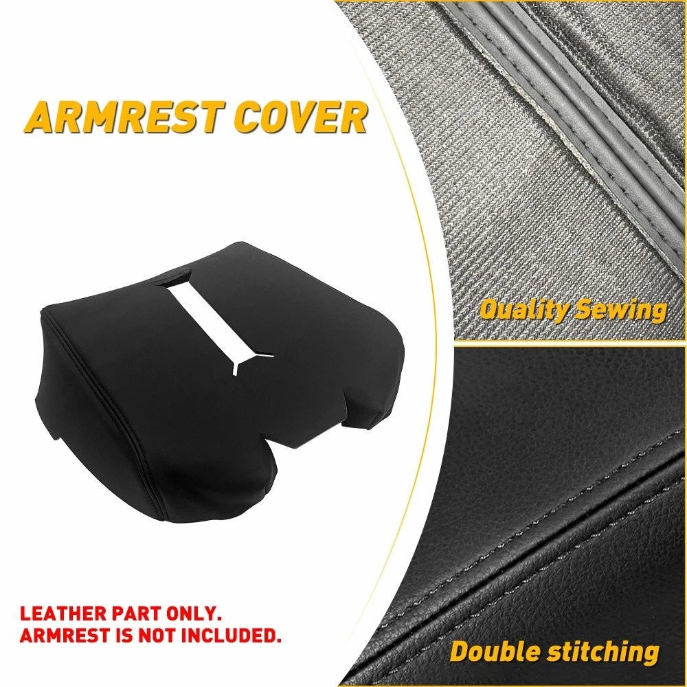 Console Lid Armrest Vinyl Cover for GMC Sierra 1500 (2014–2018) Black