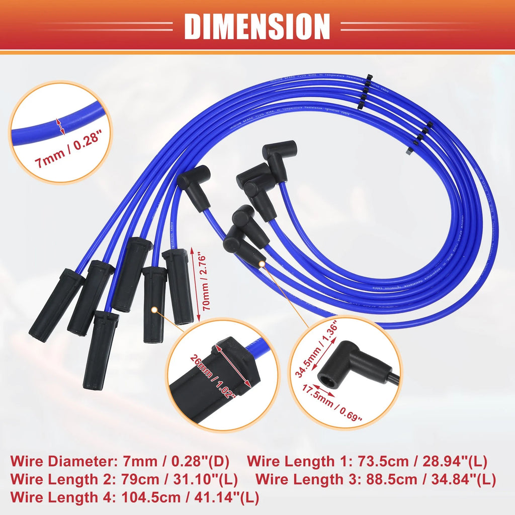 6X Spark Plug Wire Ignition Coil Cable No.12192468 for Chevrolet Impala 