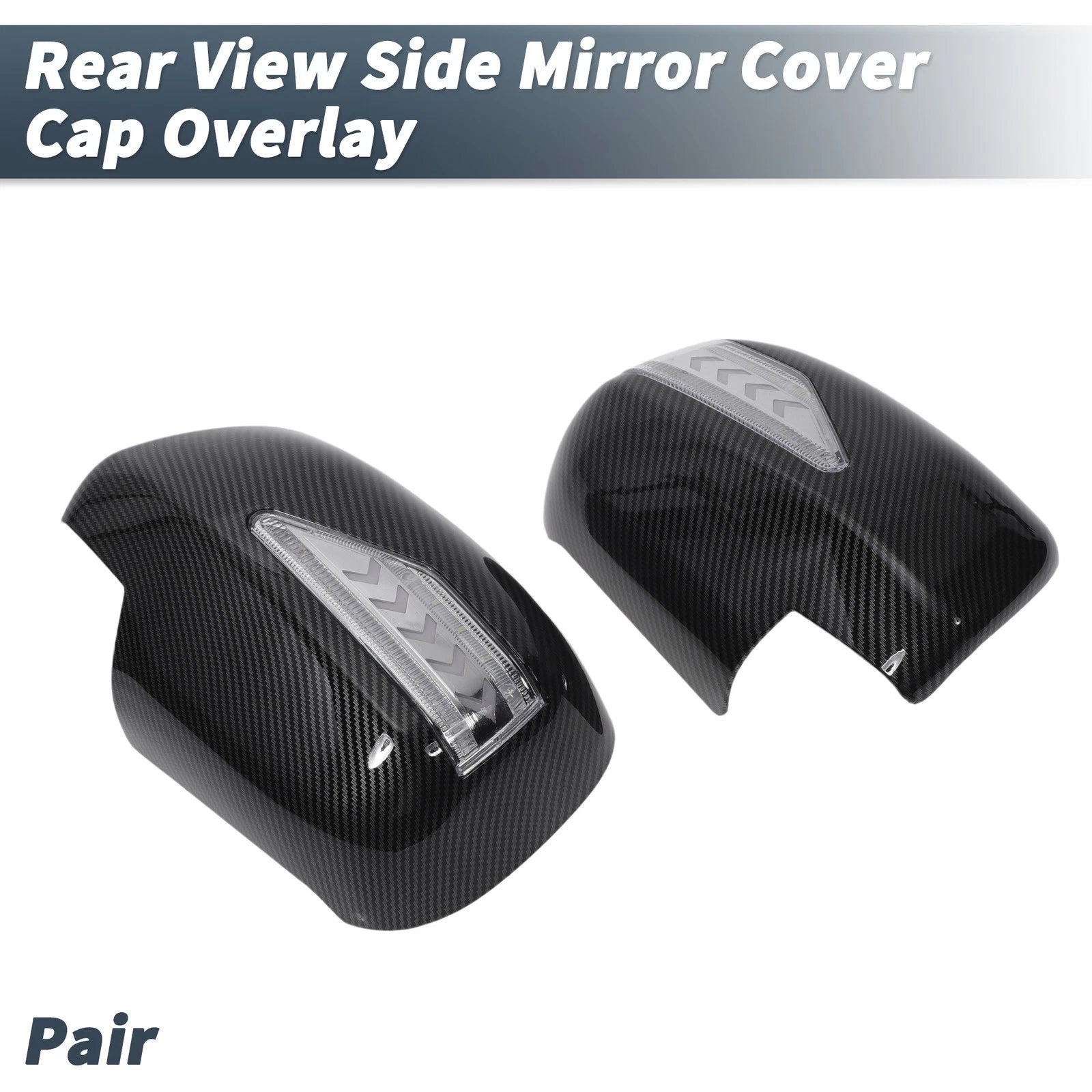 Pair Rearview Mirror Cover Overlay Black Carbon Fiber for Lexus RX330 RX350 (2003)