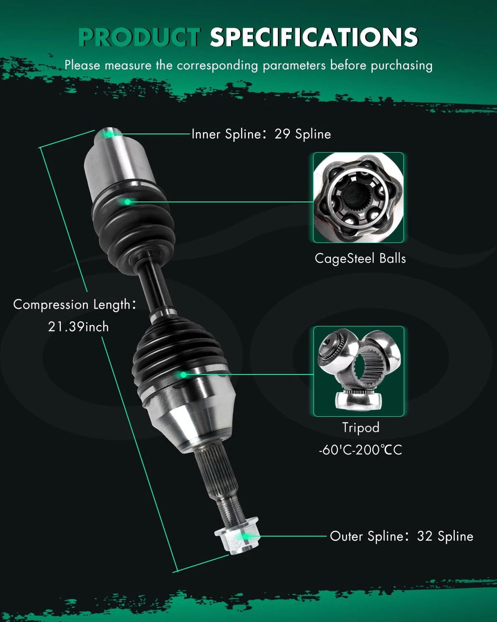 CV Axle for Dodge Nitro 4.0L 3.7L Jeep Liberty 3.7L (2008–2011) Front Right 4WD