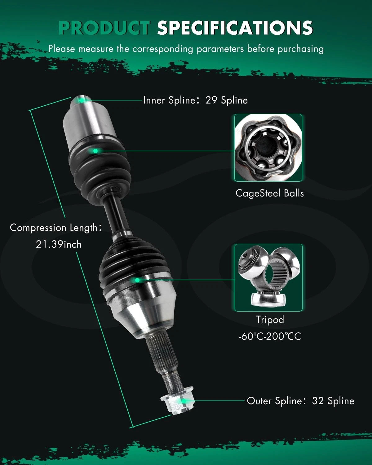 CV Axle for Dodge Nitro 4.0L 3.7L Jeep Liberty 3.7L (2008–2011) Front Right 4WD
