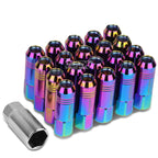 Set of 20 Open End M12x1.5 Neo Chrome Aluminum Lug Nuts + Adapter