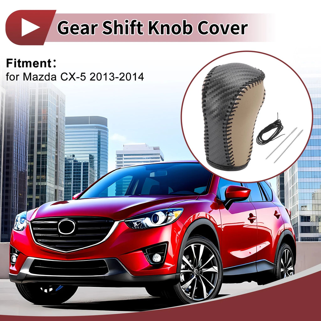 1 Pc Gear Shift Knob Cover for Mazda CX-5 (2013–2014) Black Beige Faux Leather