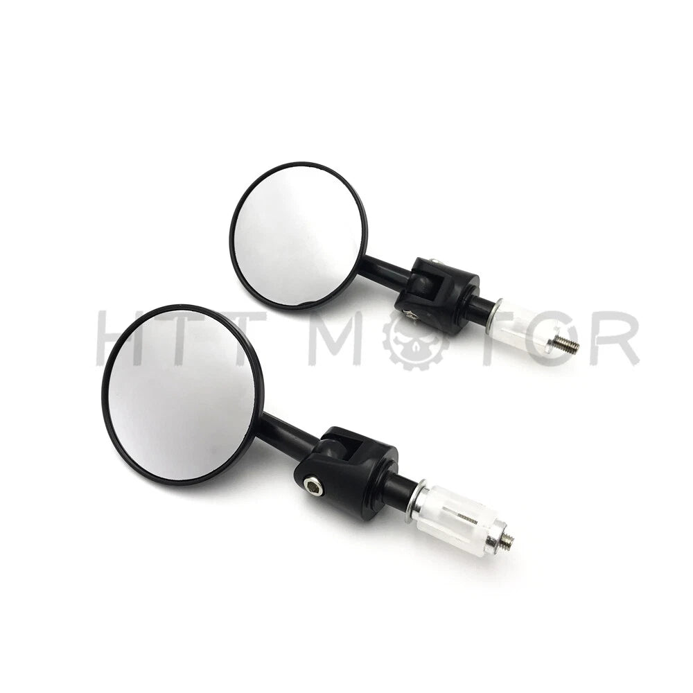 22mm Universal Motorcycle Handlebar Bar End Mirrors - Aluminum Round