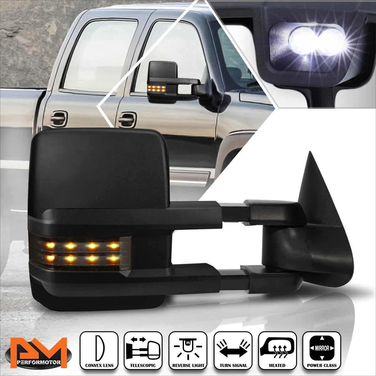 Powered Heated Towing Mirror for Silverado/Sierra (2003–2007) - Smoked LED Signal