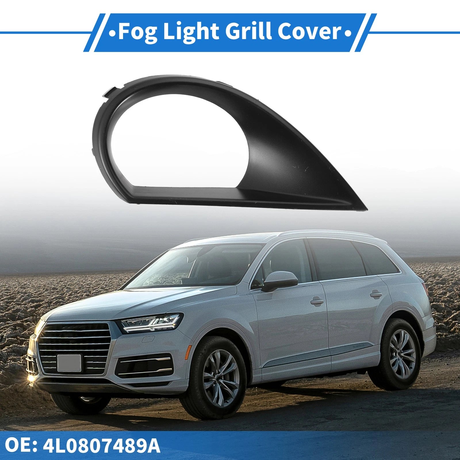 1pc Fog Light Grill for Audi Q7 (2010–2015) No. 4L0807489A ABS Black