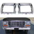 Chrome Headlight Bezel Trims for Ford F-100 F-150 F-250 F-350 Bronco (1978–1979)