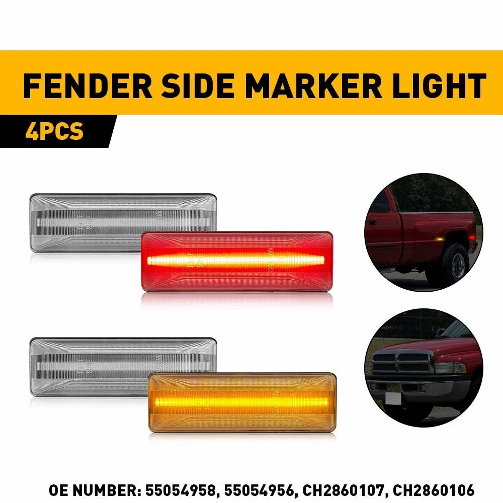 4X LED Side Marker Light for Dodge Ram 2500 3500 Dually (1994–2002) CH2860107 EXV